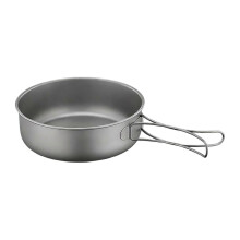 Padella da campeggio in titanio da 1200 ml con manico pieghevole, leggera, ideale per il trekking e a riscaldamento rapido.