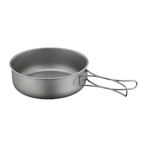 Titanium Camping Pan 1200ml with Foldable Handle, Lightweight for Backpacking and Fast Heating