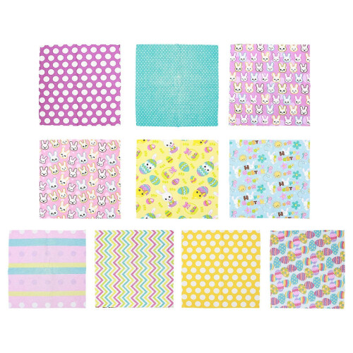 10 Pcs Easter Patchwork Cloths Rabbit Egg Pattern DIY Sewing Quilting Fabric for Festival Craft