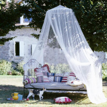 Bed Mosquito Net for Double Single Beds 60x250x120cm White with Single Door and Elastic Bottom