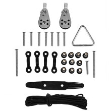 1 Set Kayak Anchor Trolley Kit with Nylon Rope, Pad Eye, Anchor Cleat, Pulley Ring