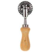 Wheel Shape Stainless Steel Cookie Cutter with Wooden Handle Lace-up Embossed Baking Pastry Mold