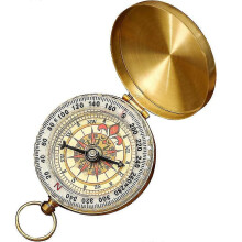 Vintage Luminous Pocket Compass, Pure Copper Military Navigation Tool for Outdoor Camping Hiking