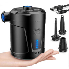 Mini pompa ad aria ricaricabile per campeggio all'aperto, gonfiaggio e sgonfiaggio potenti da 4000 Pa, batteria da 5200 mAh con USB-C.