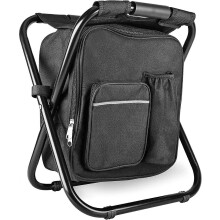 Folding Stool Backpack Insulated Cooler Bag Collapsible Chair with Front Pocket for Outdoor Camping Fishing