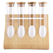 Clear Glass Test Bottle Coffee Beans Tea Display Rack Storage Organizer