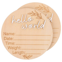 2 Pcs Wooden Monthly Baby Birth Sign Cards Discs Baby Milestone Announcement Props