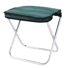 Sgabello da campeggio pieghevole verde, sedile portatile in lega di alluminio per attività all'aperto come pesca ed escursionismo.