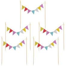5 Pcs Triangle Flag Banner Shape Cake Topper Festive Party Cake Decoration Pick