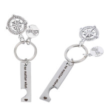 Decorative Compass Pendant Keychain Adornment in Silver, Stainless Steel Gift for Friends