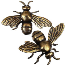 2 Pcs Brass Bee Figurines, Metal Fake Bee Ornaments, Desk Home Decor Ornaments