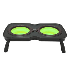 Foldable Elevated Dog Bowl Stand, Portable Double Feeder for Travel & Camping