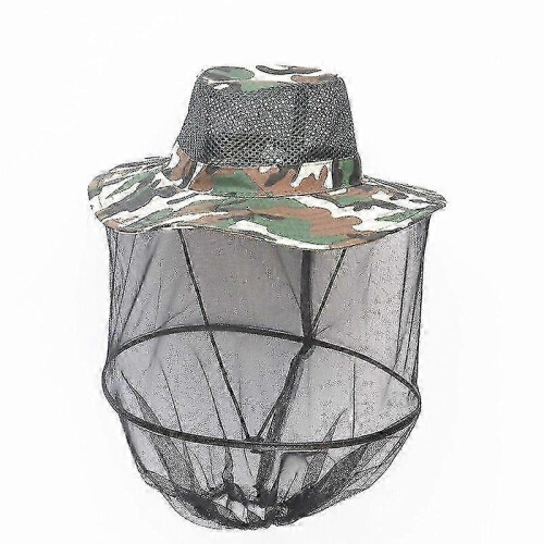 Anti-bee Jungle Head Face Protector Cap, Camouflage Mosquito Net Hat, Adjustable Polyester Beekeeping Gear