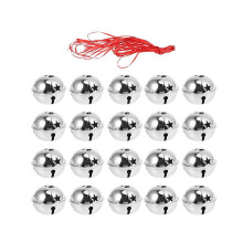 20Pcs 4cm Silver Christmas Jingle Bells 10m Ribbon Shiny Rattle Bells for DIY Crafts