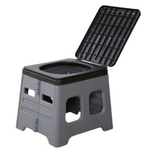 Portable Camping Toilet Foldable Grey PP Seat with Gravity Flushing for Adults Kids