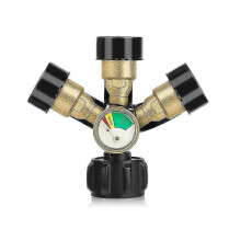 Adattatore splitter a 3 vie per propano con manometro e valvole di intercettazione per apparecchi a gas