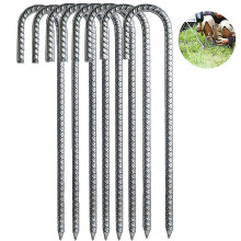 Estacas de acero galvanizado de 30 cm para anclaje de trampolín, tienda campaña y jardín