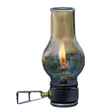 Butangaslampe für den Außenbereich, tragbare Campinglampe für Angeln und Picknicks, Kerzenlampe aus Glas und Metall