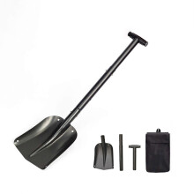 Telescopic Snow Shovel with 3 Adjustable Heights, Aluminium Alloy Ice Removal Tool for Camping & Gardening