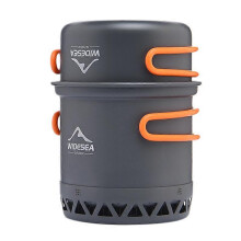 WIDESEA Camping Pot with Heat Exchanger, Alumina Rapid Heating Cookware Set, 11.1x17.5cm Grey Outdoor Travel Equipment