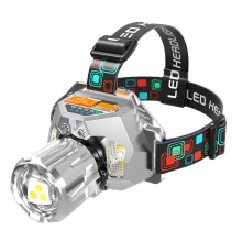 Wiederaufladbare, wasserdichte LED-Stirnlampe mit großer Reichweite, mehrfarbigem Lichtstrahl und Sensor für Camping
