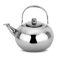 Teiera da campeggio in acciaio inox da 18 cm con manico resistente al calore e filtro per escursioni all'aperto.