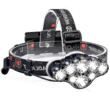 Lampada frontale impermeabile ricaricabile tramite USB con 7 LED e 8 modalità di illuminazione regolabili per attività all'aperto.
