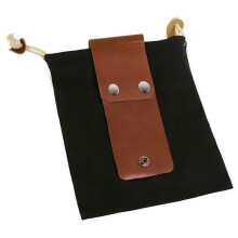 Leather and Linen Drawstring Belt Pouch for Hiking Camping Foraging Outdoor