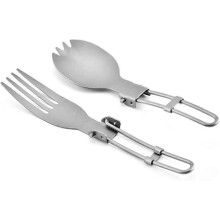 Opvouwbare titanium bestek set voor buitenactiviteiten zoals kamperen en reizen (2-delig, zilver)