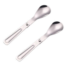 2PCS Stainless Steel Folding Spoons, Portable Cutlery for Travel, Camping, Picnic & Outdoor Activities