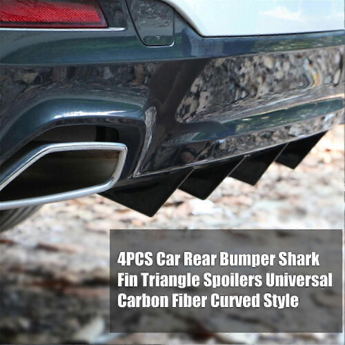 4PCS Car Rear Bumper Spoiler Protector, ABS Black Triangle Guard, Universal Fit