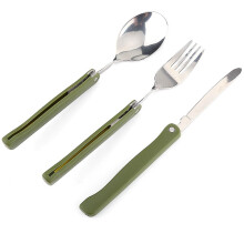 Klappbares Campingbesteck-Set aus Edelstahl, Gabel, Messer, Löffel mit Tasche für Outdoor-Picknicks und Reisen