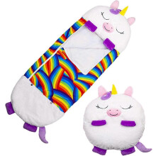 Saco de dormir infantil plegable 2 en 1 con almohada para niños, apto para todas las estaciones, para interiores y exteriores, y para acampar.
