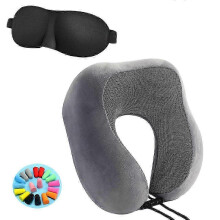 Portable Travel Pillow with Memory Foam Neck Support, Lightweight & Breathable for Comfort