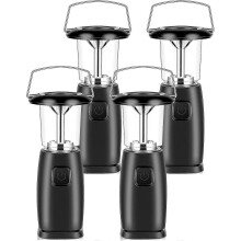 Lanterne solaire à manivelle avec 6 LED, lampe torche dynamo portative pour le camping, la randonnée et les situations d'urgence.