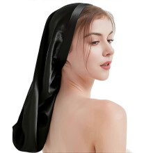 Gorro de dormir de seda de morera pura para cabello rizado, 19 momme, con cinta ajustable.