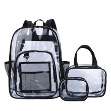 Transparenter Rucksack (33x42x15 cm) mit erweiterbarer Tasche, 3-teiliges Set für Schule und Stadion