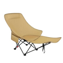 Chaise pliante d'extérieur légère avec dossier et repose-pieds réglables, idéale pour le camping, la randonnée et la plage.