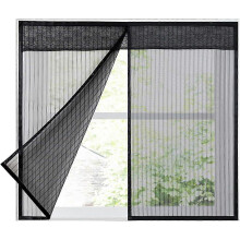 Mosquitera magnética para ventana con cierre automático, color negro, 120 cm x 120 cm.