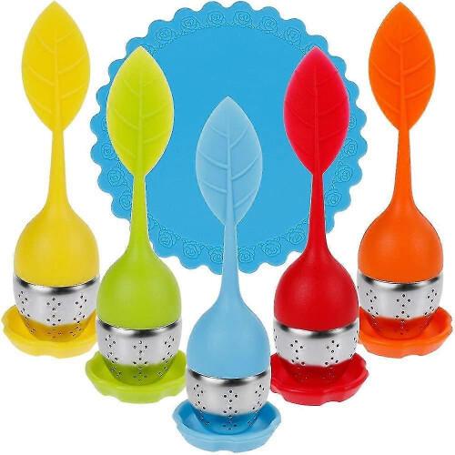 Silikon-Tee-Ei-Set mit Untertasse, Edelstahl-Tee-Siebkugel-Diffusor, 5-teilig