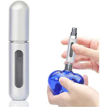 Tragbarer 5-ml-Parfümzerstäuber für unterwegs, auslaufsichere Flasche aus silberfarbenem Aluminium mit sichtbarem Füllstand