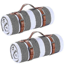 2pcs Waterproof Beach Blanket Sandproof with Handles, Portable Camping Mat for Picnics, Beach, Outdoor Activities