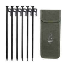6 Stück 30 cm lange Stahl-Zeltnägel für den Außenbereich, windfeste Bodenanker mit Aufbewahrungstasche für Camping