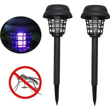 Lampe anti-moustiques solaire d'extérieur avec éclairage LED pour jardin - Lot de 2, étanche IP65, 42 cm, noire