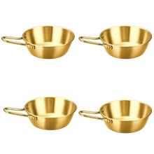 Camping-Schüsselset aus Edelstahl, 4-teilig, 300 ml, mit Griff, für Outdoor-Wanderbesteck