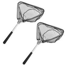 2pcs 50cm Black Foldable Mini Triangle Fishing Net Collapsible Fish Landing Net Fishing Tool