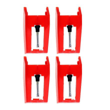 4 Pcs Red Gramophone Record Needle Stylus for Turntable Replacement