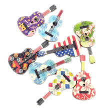 2 Pack 100pcs 2 Holes Wooden Sewing Buttons Guitar Pattern Assorted Color Decorative Sewing Accessories