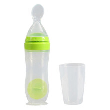 Green 120ML Baby Silicone Squeeze Feeder Suction Rice Paste Milk Bottle for Infant Feeding