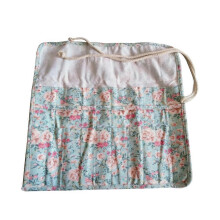 20 Slots Roll Up Paintbrush Case Washable Flowers Pattern Pencils Storage Pouch for Girls Graders Painting